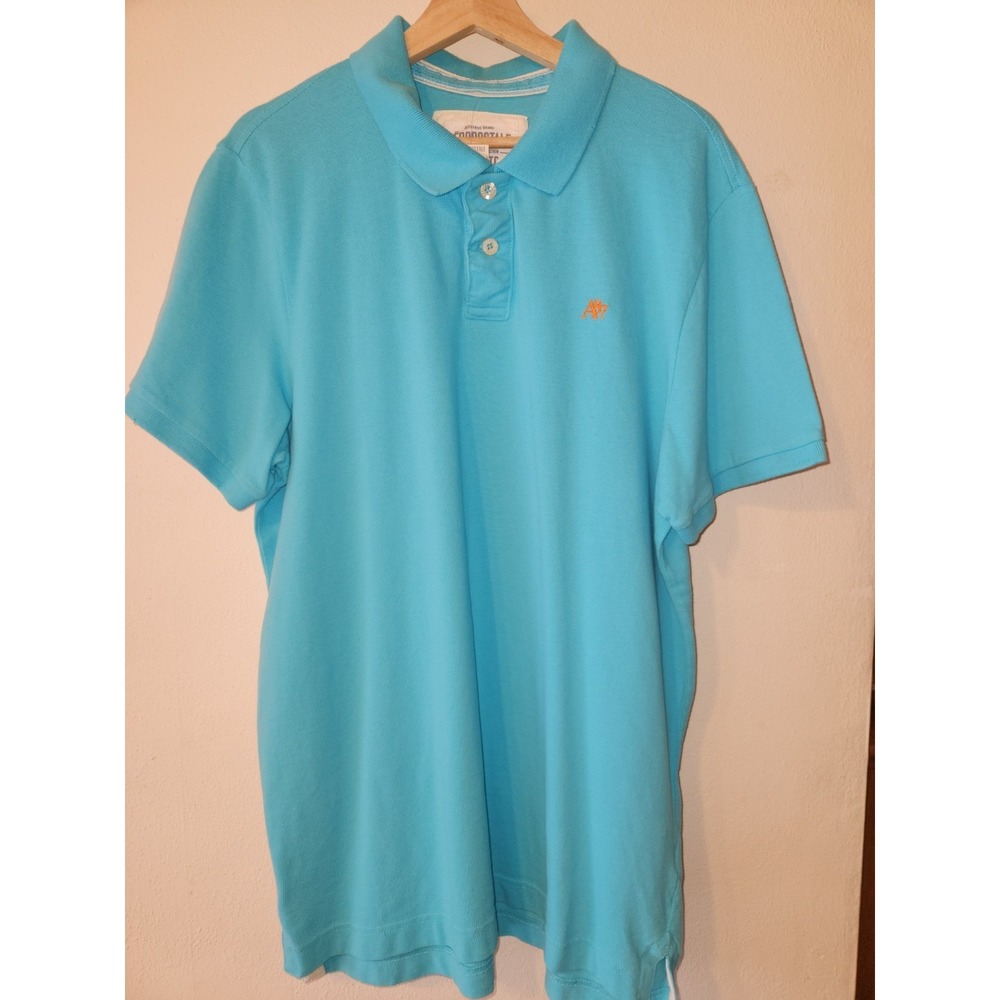 NWT Aeropostale Men 2XL Teal Blue Short Sleeve Polo Shirt Side Slits 44 Chest